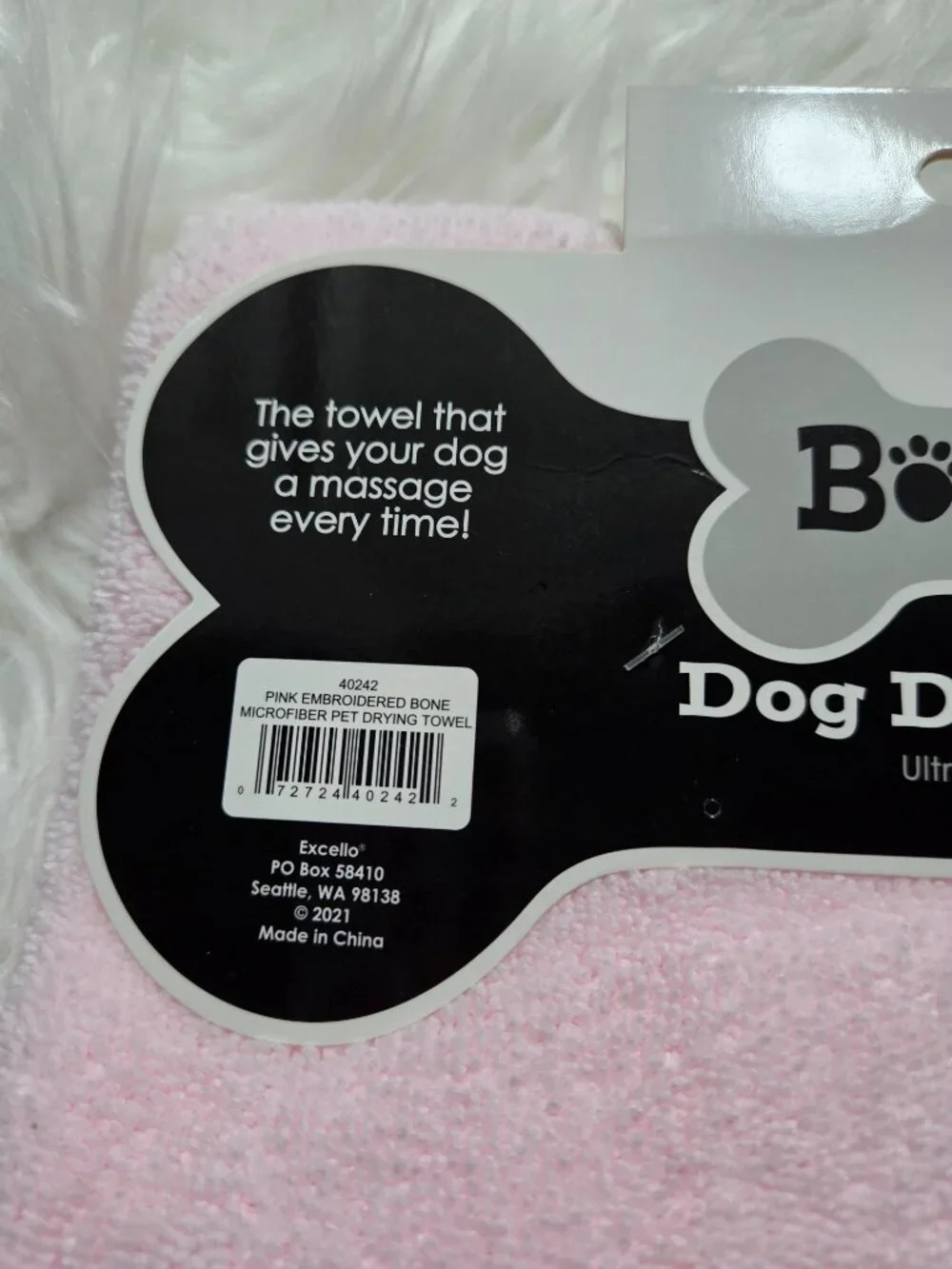 Bone Dry Pale Pink Dog Drying Towel